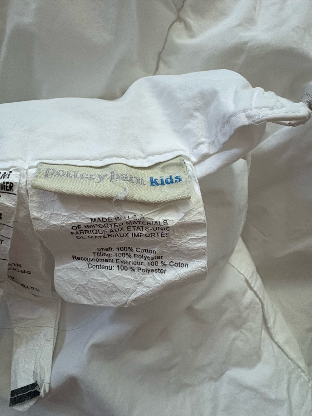 Pottery Barn Kids White Quilted Toddler Bed Duvet - Picture 2 of 3